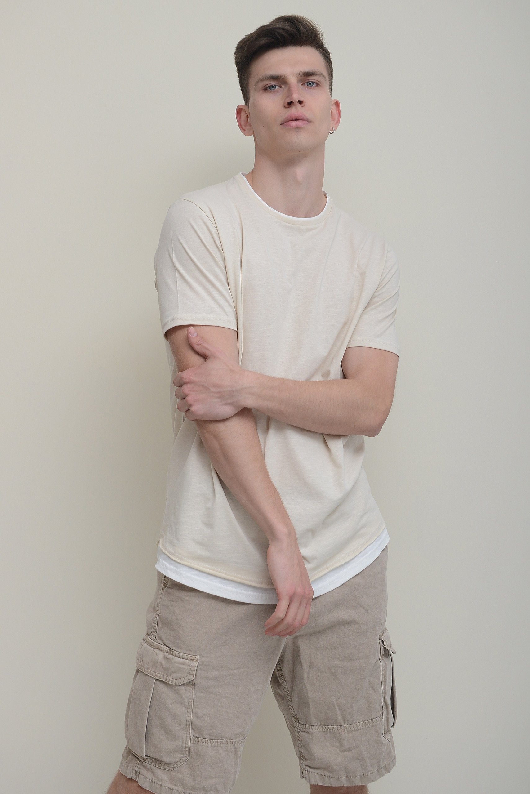 DOUBLE-LAYER HEM JERSEY T-SHIRT
