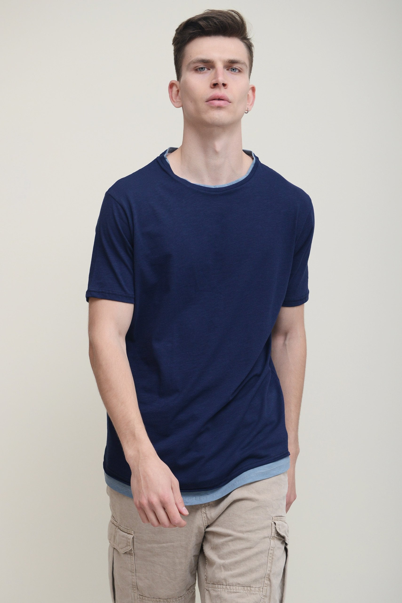 DOUBLE-LAYER HEM JERSEY T-SHIRT