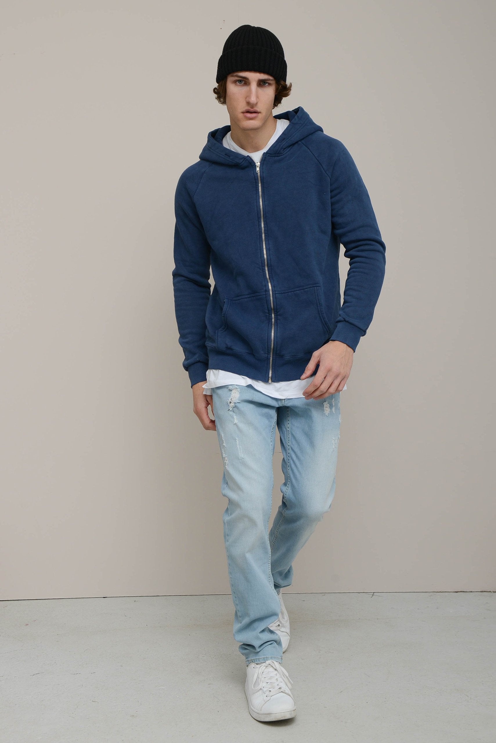 STONEWASHED ZIP-UP HOODIE
