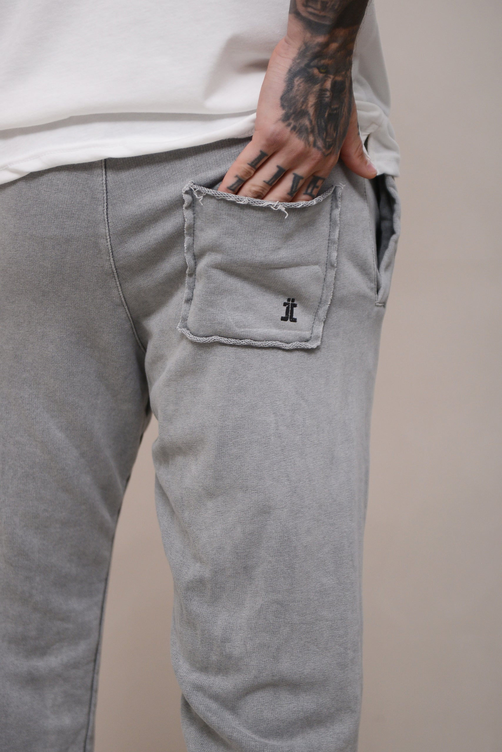 STONEWASHED COTTON SWEATPANTS