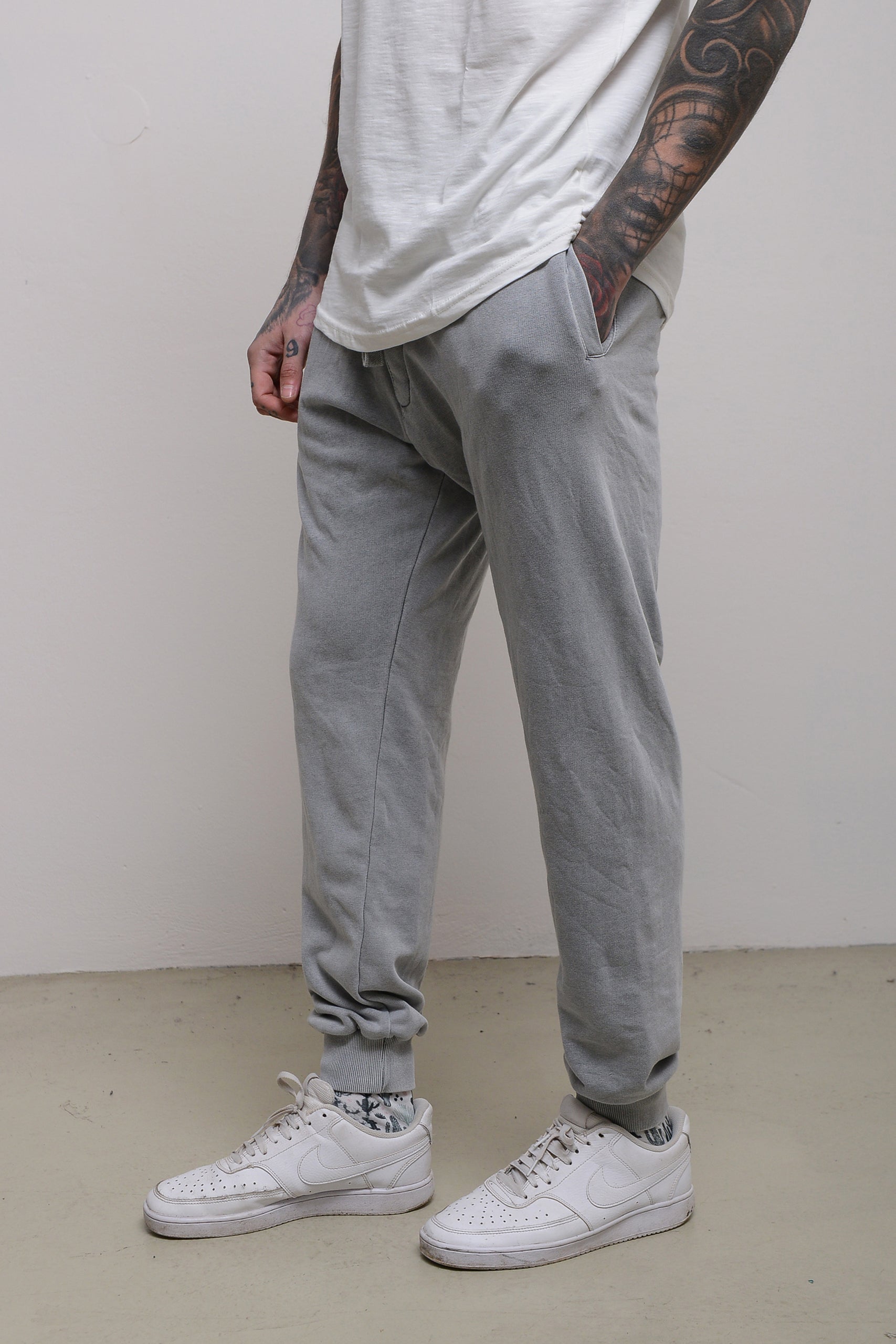 STONEWASHED COTTON SWEATPANTS