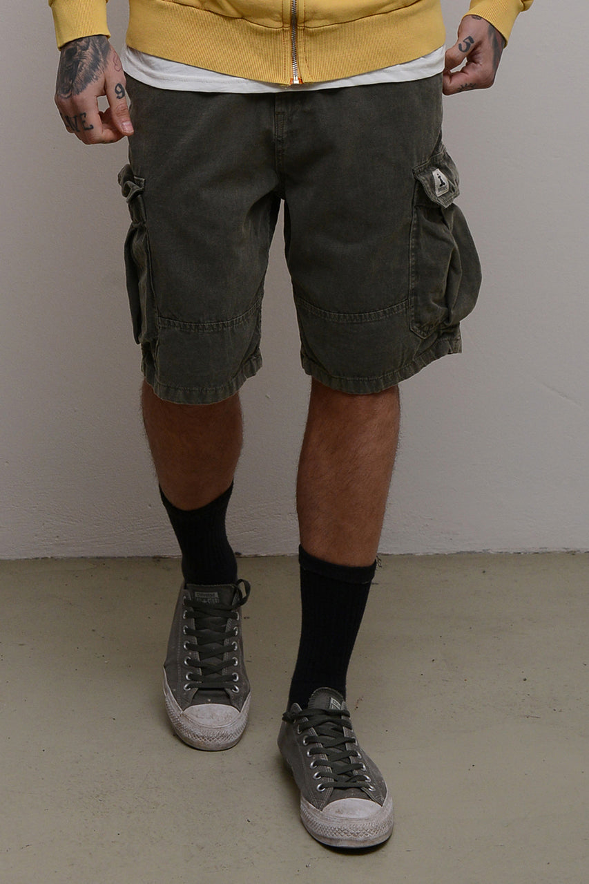 STONEWASHED CARGO SHORTS