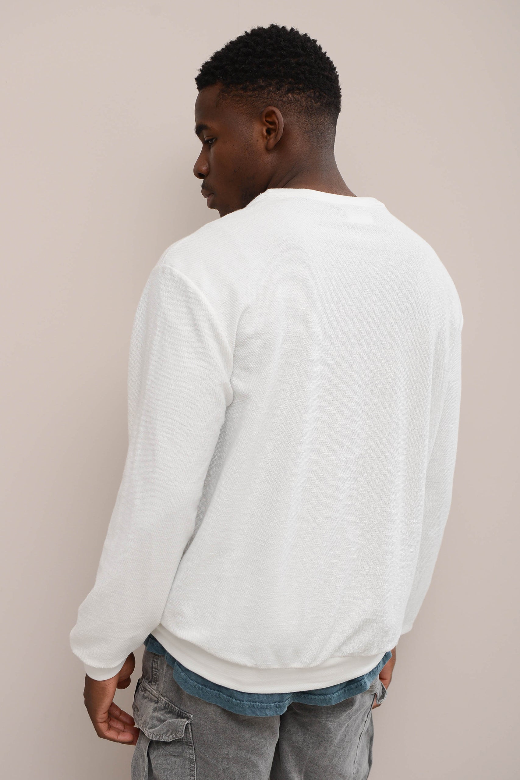 DIAGONAL JACQUARD CREW NECK SWEATSHIRT