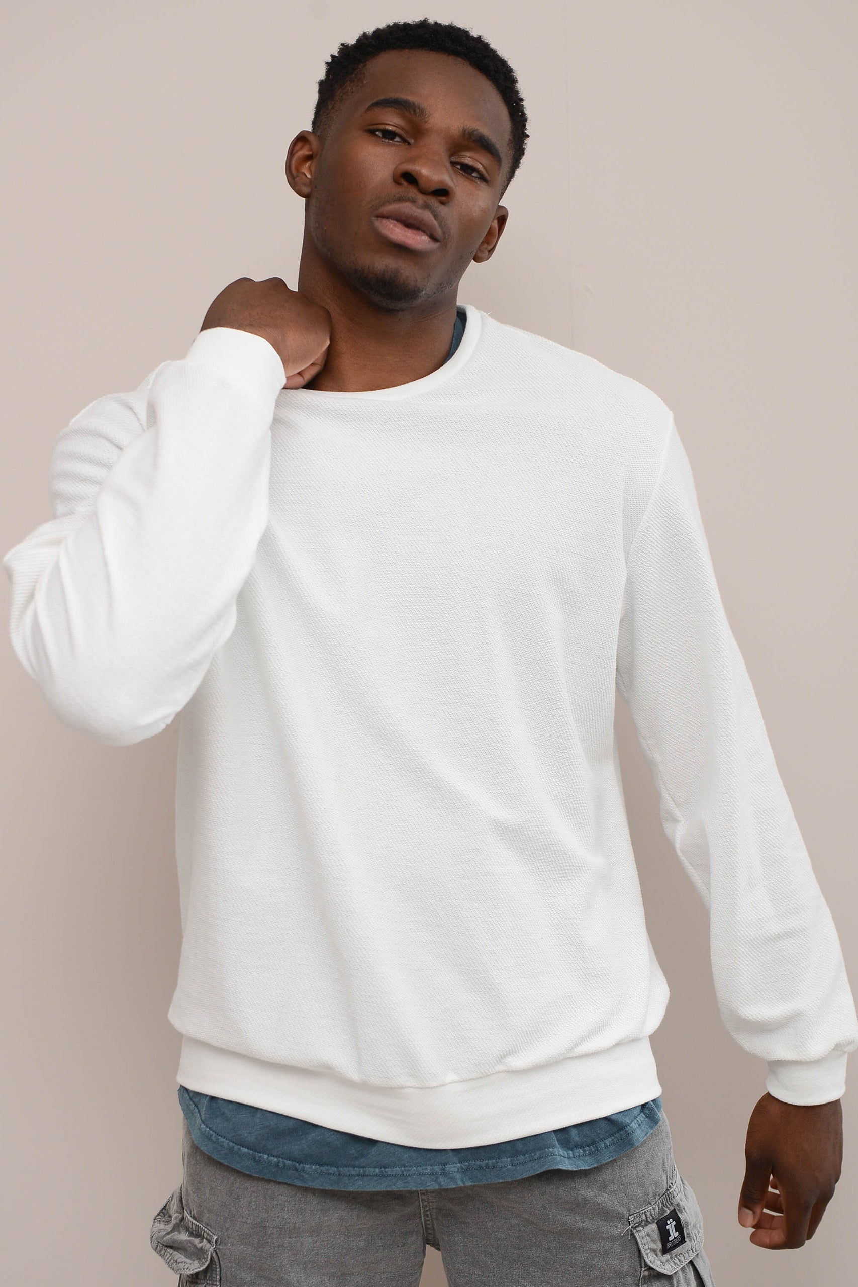 Men's white crew neck on sale sweatshirt