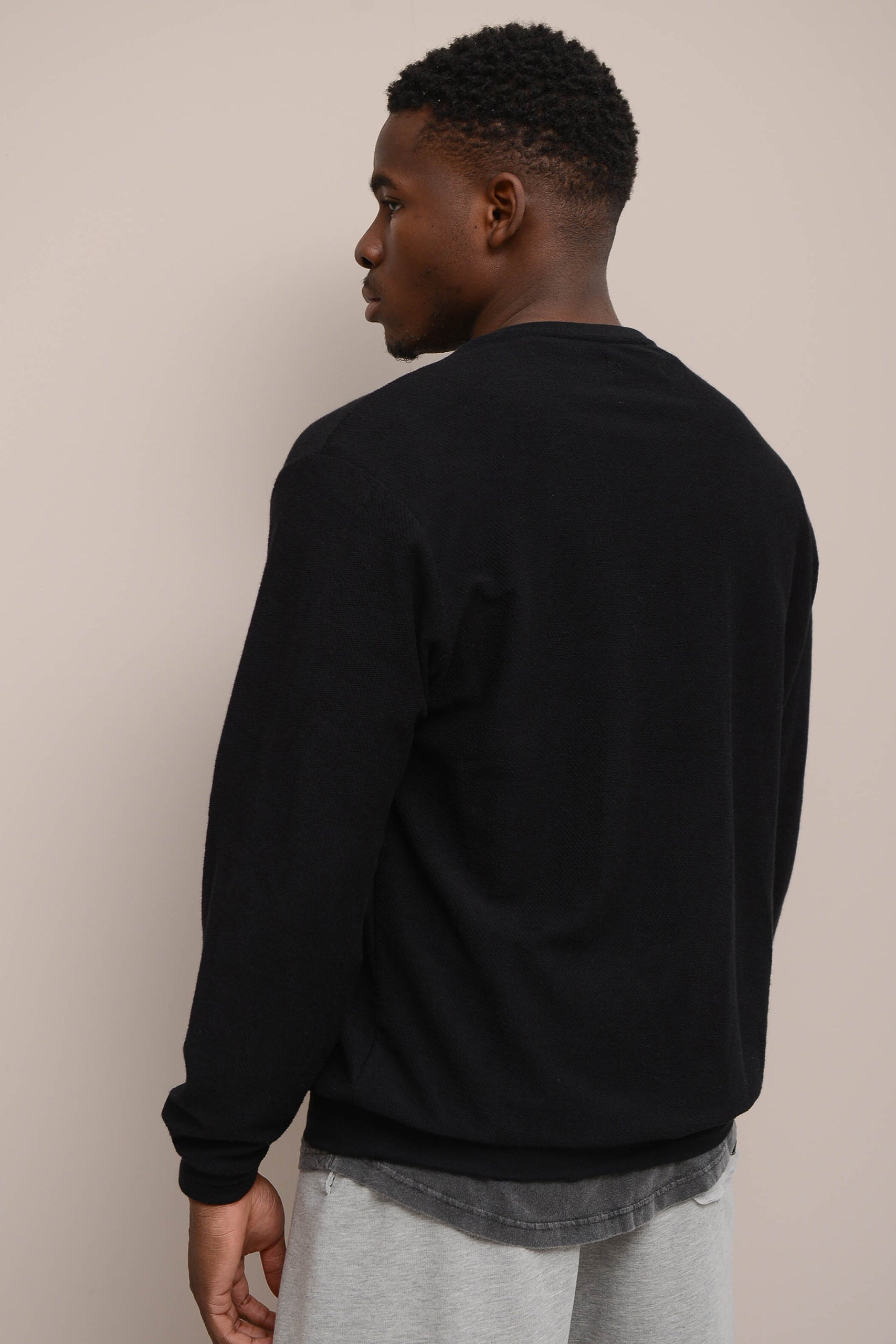 DIAGONAL JACQUARD CREW NECK SWEATSHIRT