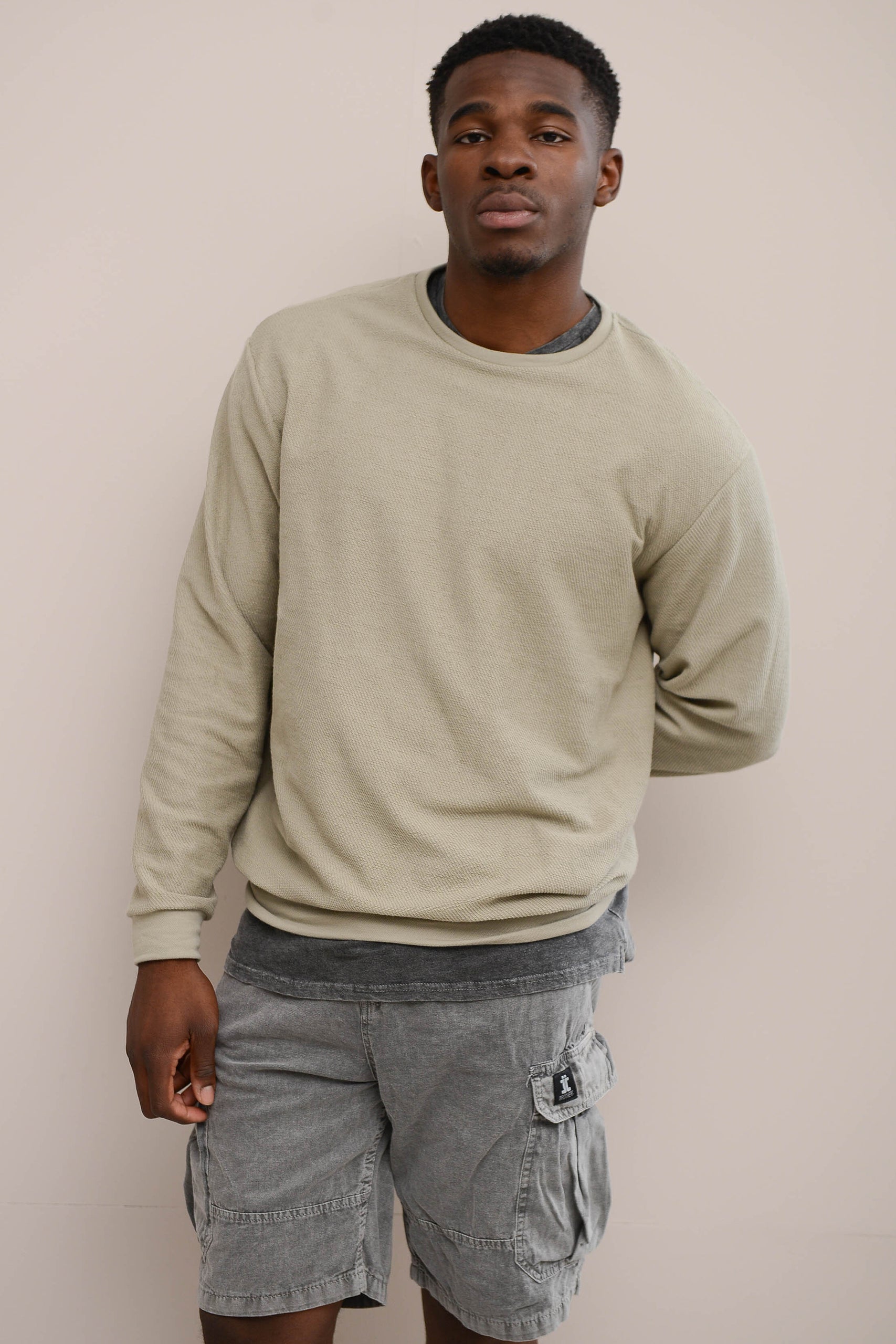 DIAGONAL JACQUARD CREW NECK SWEATSHIRT