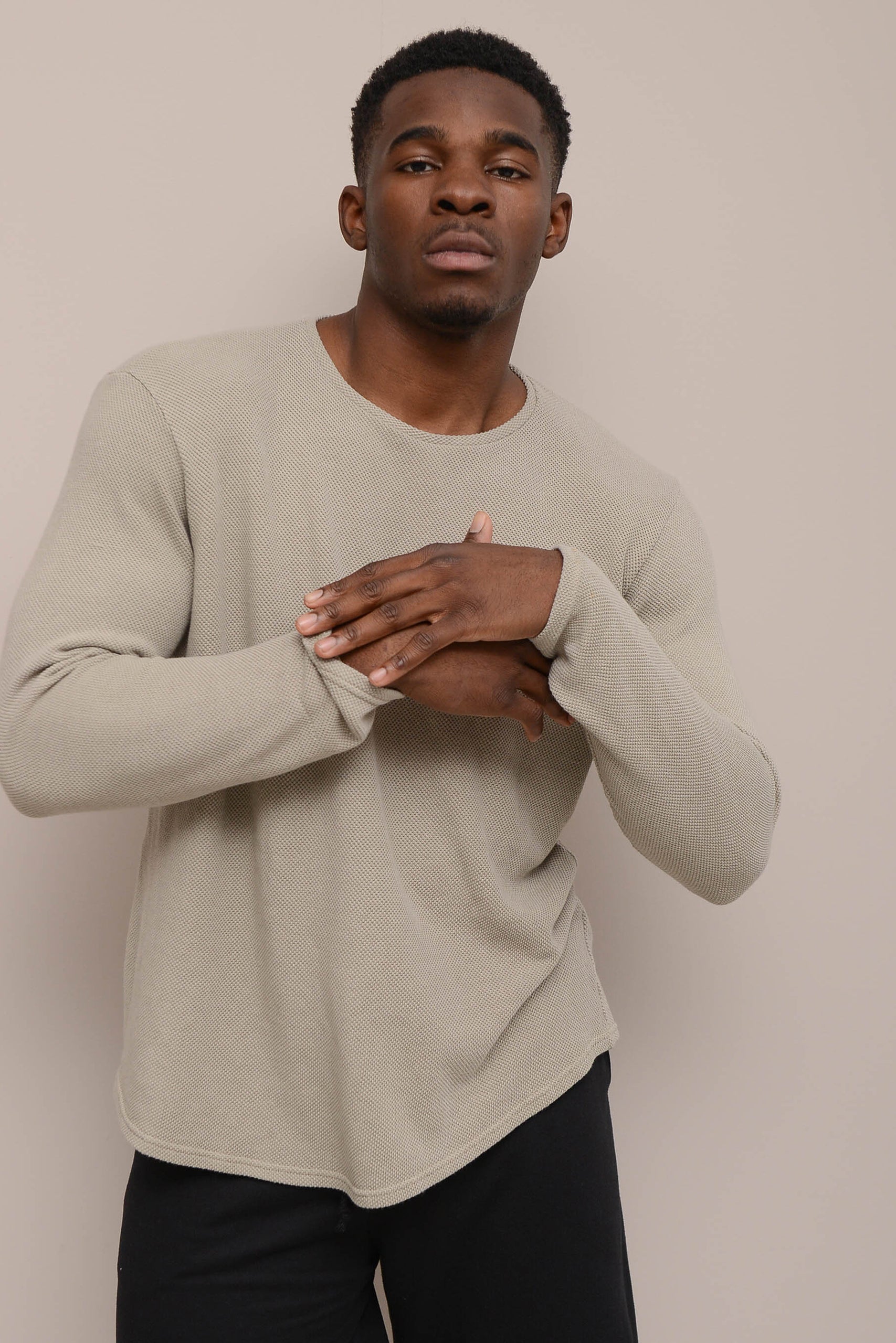 STONEWASHED PIQUE SWEATSHIRT