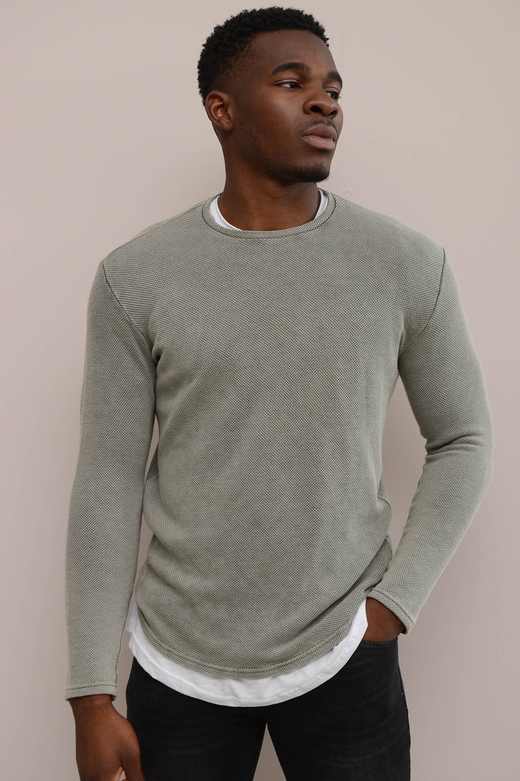 STONEWASHED PIQUE SWEATSHIRT