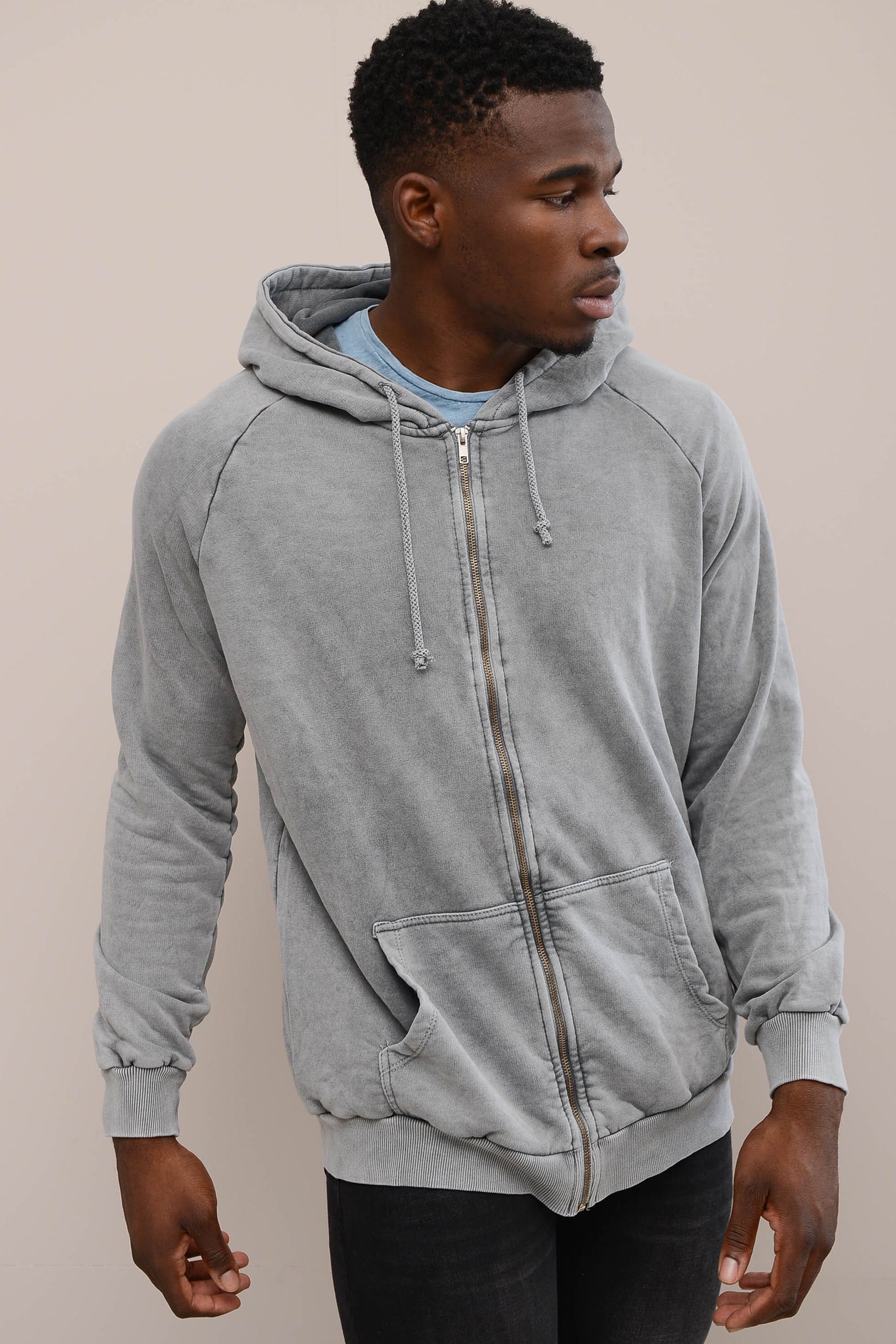 STONEWASHED ZIP UP HOODIE