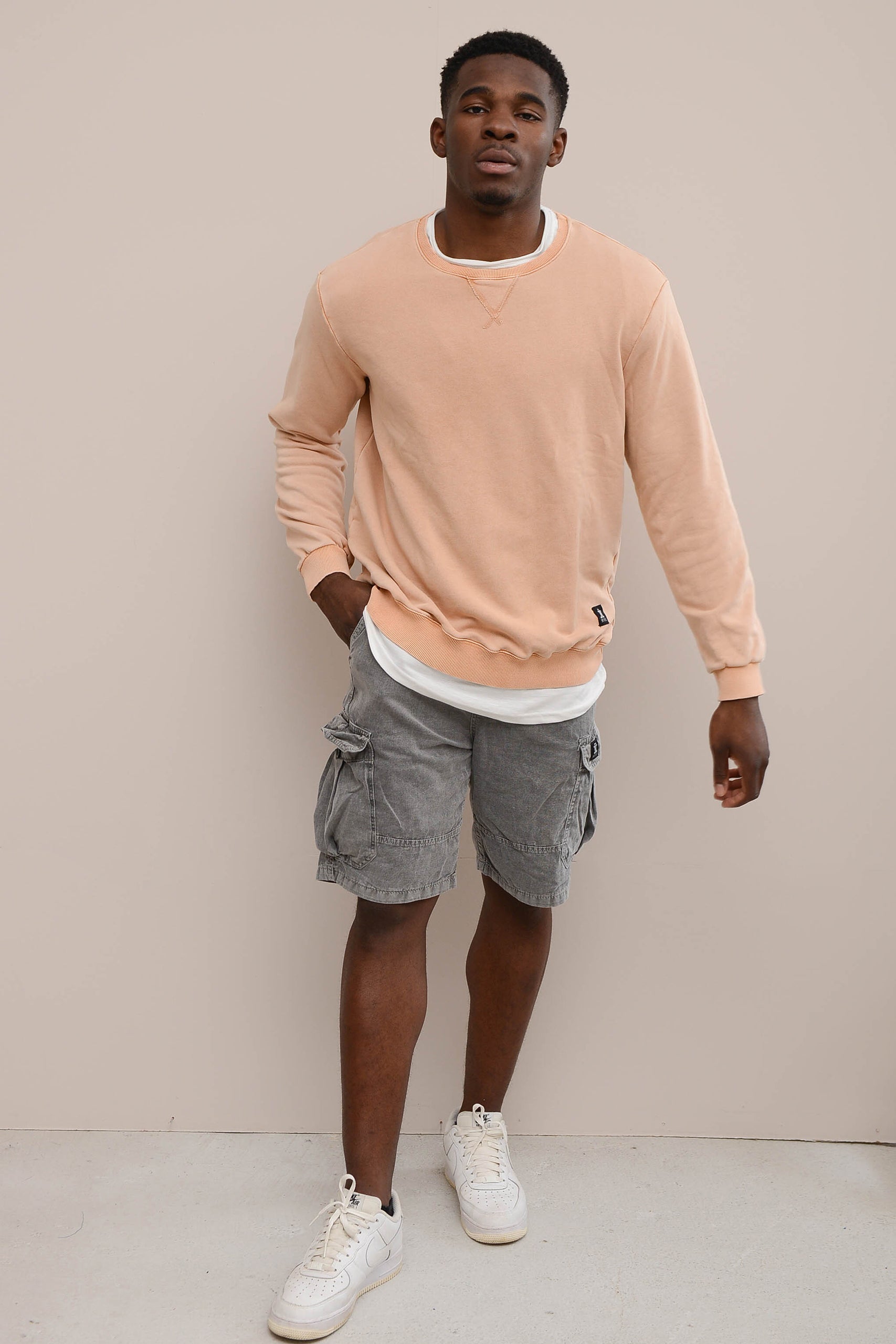 STONEWASHED COTTON JERSEY SWEATSHIRT