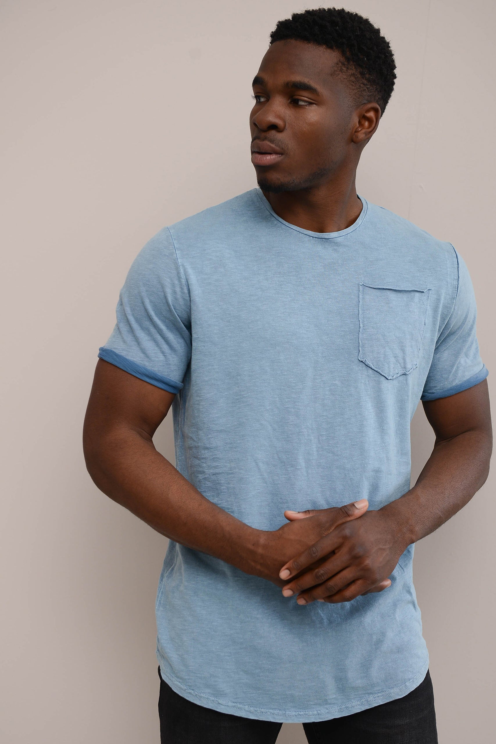 STONEWASHED T-SHIRT WITH POCKET