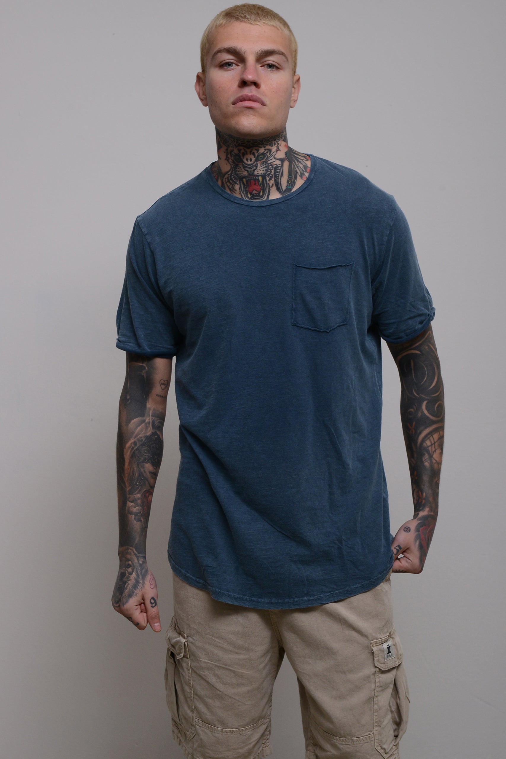 STONEWASHED T-SHIRT WITH POCKET