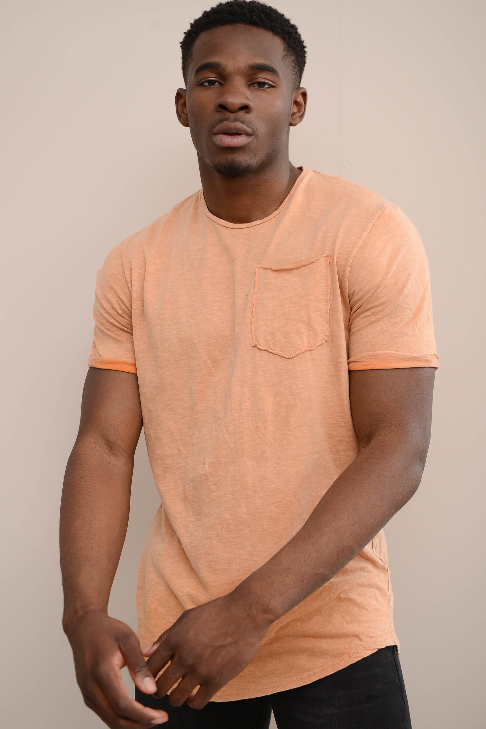 STONEWASHED T-SHIRT WITH POCKET